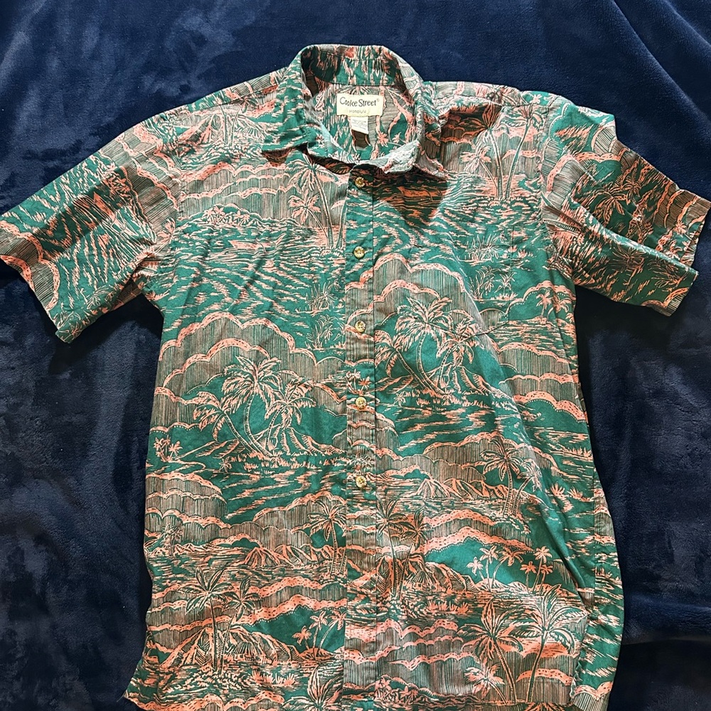 Cooke Street Men's Casual Island Shirt - Teal and Coral